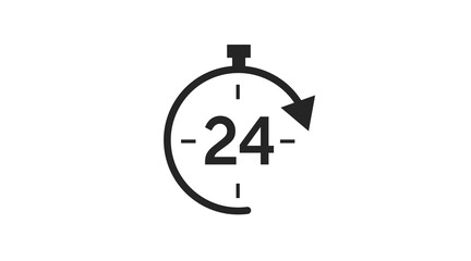 24 hours Icon or Logo. Vector isolated editable flat illustration