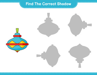 Find the correct shadow. Find and match the correct shadow of Whirligig Toy. Educational children game, printable worksheet, vector illustration