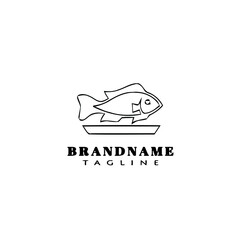 Fototapeta premium fish on a plate logo cartoon design template icon black isolated vector