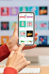 Close up of an NFT marketplace on a mobile phone