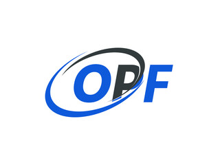 OPF letter creative modern elegant swoosh logo design
