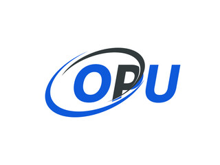 OPU letter creative modern elegant swoosh logo design