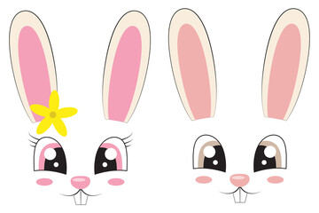 set of bunny faces