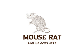 Vintage Hand Drawn Mice Mouse Rat Shrew Logo Design