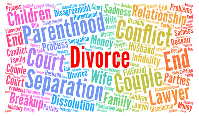 Divorce word cloud concept illustration