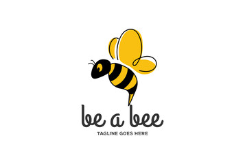 Funny Cute Flying Insect Honey Bee Cartoon Mascot Logo Design Vector