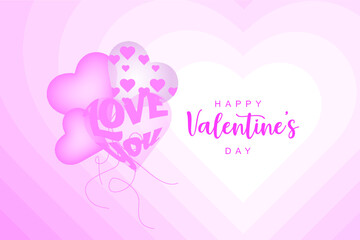 pink background with heart-shaped balloons