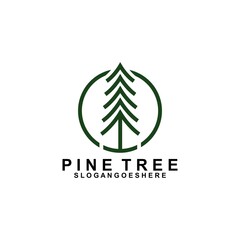 Pine Tree Logo Template Design Vector, Emblem, Design Concept, Creative Symbol, Icon