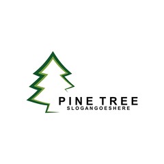 Pine Tree Logo Template Design Vector, Emblem, Design Concept, Creative Symbol, Icon