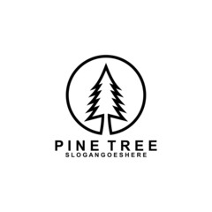 Pine Tree Logo Template Design Vector, Emblem, Design Concept, Creative Symbol, Icon