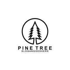Obraz premium Pine Tree Logo Template Design Vector, Emblem, Design Concept, Creative Symbol, Icon