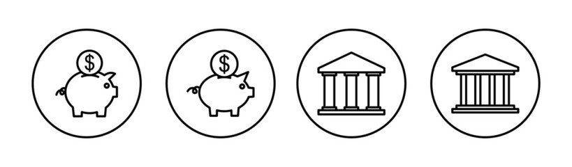 Fototapeta premium Bank icons set. Bank sign and symbol, museum, university