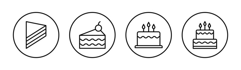 Cake icons set. Cake sign and symbol. Birthday cake icon