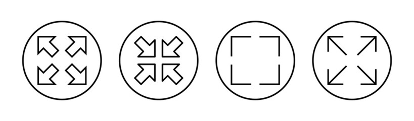 Fullscreen Icon set. Expand to full screen sign and symbol. Arrows symbol