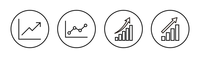 Growing graph Icons set. Chart sign and symbol. diagram icon