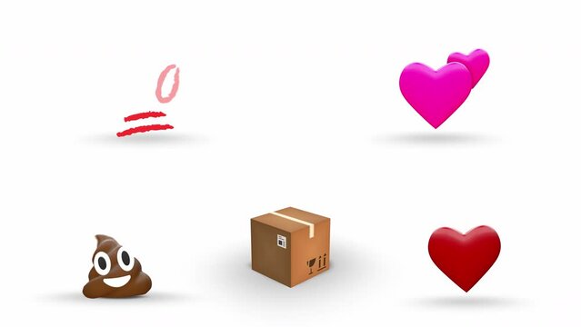 Set of Heart And Extra Emoji Loop and transparent background in alpha 32bit ProRes