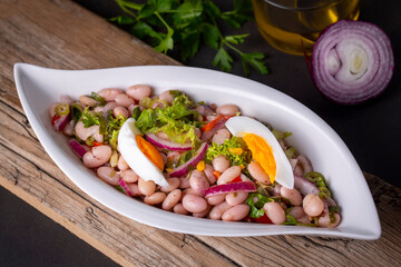 Turkish foods; dried beans salad (Turkish name; piyaz)