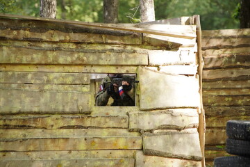 soldier with guns, airsoft russia, russian soldier in the woods with guns