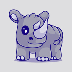 cute rhino illustration suitable for mascot sticker and t-shirt design