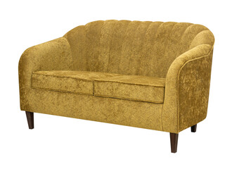 Yellow sofa on a white background