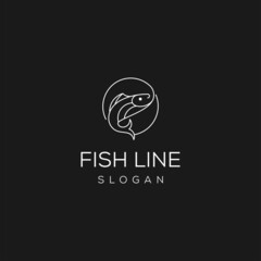 Line Fish Logo Design Modern Vector Template. FIsh Logo. Vector Illustration