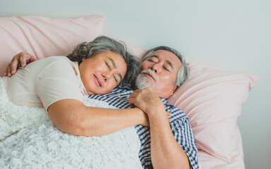 happy mature couple embracing, Old elderly romantic couple retirement lifestyle concept.