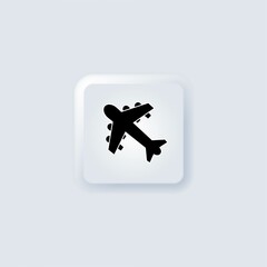 Airplane, plane icon. Travel agency badge logo. Airplane icons. Vector. UI icon. Neumorphic UI UX white user interface web button. eps 10