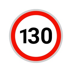 Speed limit 130 traffic sign 