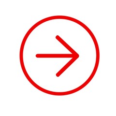 REd arrow right direction rounded with circle 
