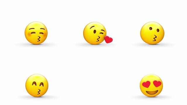 Set of Kiss Emoji Loop and transparent background in alpha 32bit ProRes