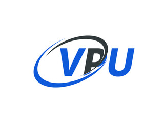 VPU letter creative modern elegant swoosh logo design