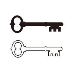 Old door key vector icon set illustration