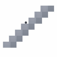 Ball rolls down the stairs. Ball, vector illustration