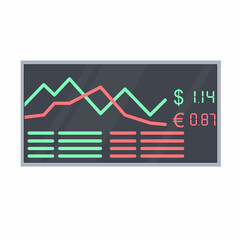 Currency exchange rate. Banking information panel, vector illustration