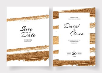 Wedding Invitation cards. Golden stroke style collection design.
