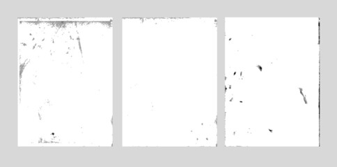Conjunto de fondos o banners grunge retro abstractos en blanco y negro. Ilustración abstracta de textura de semitonos tipo periódico, imagen vectorizada © Laura Bustos