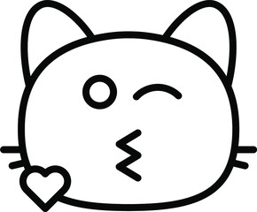 cat kiss I Line Icon