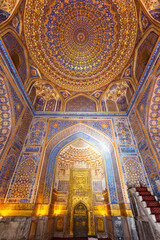 Fototapeta na wymiar Interior of Tilya-Kori Madrasah on Registan Square in Samarkand, Uzbekistan, Central Asia