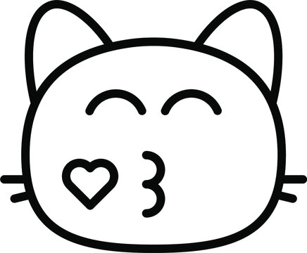 cat kissing Line Icon
