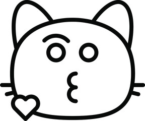cat blow kiss Line Icon