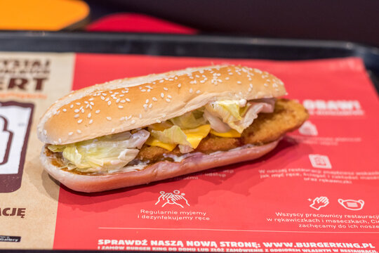 Ostroda, Poland - December 31, 2021: Chicken Royal Sandwicz From Burger King.