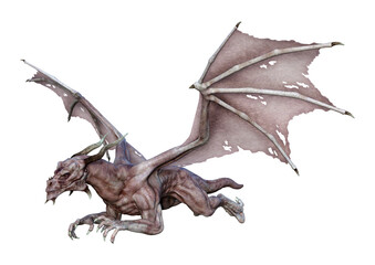 3D Rendering Fairy Tale Dragon on White