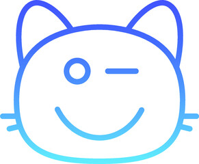cat winking face Line Gradient