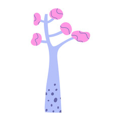 Pink tree hand-drawn vector illustration