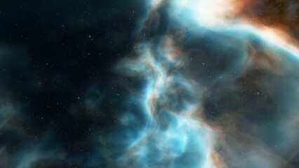 Naklejka na ściany i meble Science fiction illustrarion, deep space nebula, colorful space background with stars 3d render 