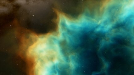 Naklejka na ściany i meble Science fiction illustrarion, deep space nebula, colorful space background with stars 3d render 