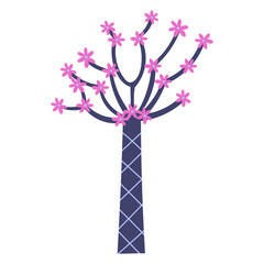 Pink tree hand-drawn vector illustration