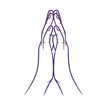 Line art drawing of praying hand. Praying hands