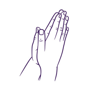 Line art drawing of praying hand. Praying hands