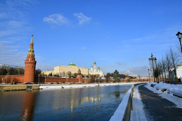 Fototapeta na wymiar Moscow Kremlin architecture in winter.